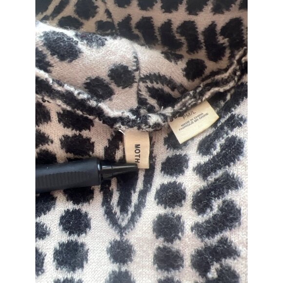 Anthropologie Moth Black/White Patterned Wool Blend Sleeveless Cardigan Size PML - Picture 5 of 6